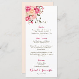Menu Casamento Elegante Fucia Pink e Ivory Rosa