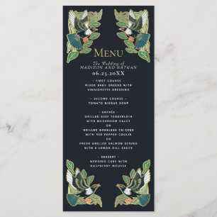 Menu Casamento Elegante Magpie Art Nouveau