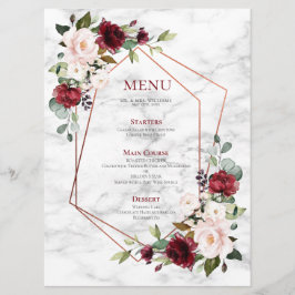 Menu Casamento Elegante Marble Marble Geométrico de Cob