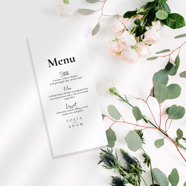 Menu Casamento Elegante Minimalista Branco (Criador carregado)