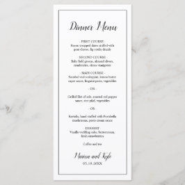 Menu Casamento Elegante Moderno Branco Negro Simples