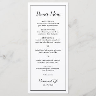 Menu Casamento Elegante Monograma Clássico
