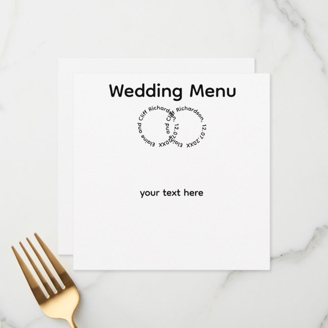 Menu Casamento Elegante, Nomes,  (Frente/Verso In Situ)