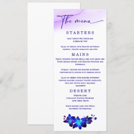 Menu Casamento Elegante Orquídea Roxa e Azul Casamento