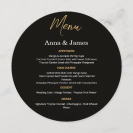 Menu Casamento Elegante Preto e Dourado