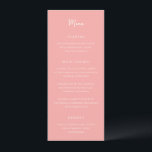 Menu Casamento Elegante Rosa Antonia Coral<br><div class="desc">Menus de casamento elegantes com um simples design com roteiros e fontes serif.</div>