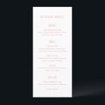 Menu Casamento Elegante Rosa Limpo<br><div class="desc">Menu de casamento elegante com um layout mínimo e limpo com o título em uma fonte muito grande.</div>
