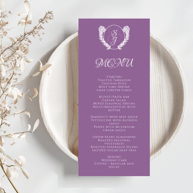 Menu Casamento Elegante Roxo Escuro (Criador carregado)