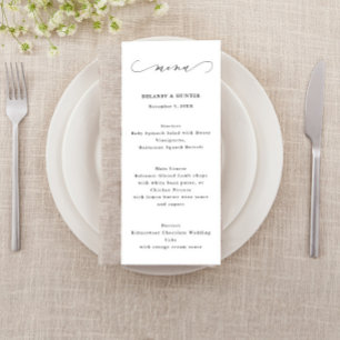 Menu Casamento, Elegante Script Minimalista Alto