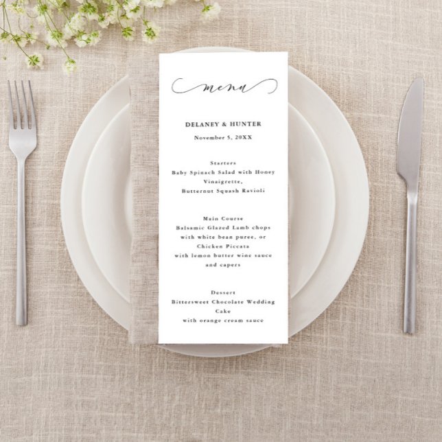 Menu Casamento, Elegante Script Minimalista Alto (Criador carregado)
