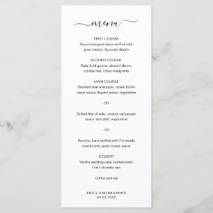 Menu Casamento Elegante Simples Moderno