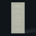 Menu Casamento Elegante Verde Clássico<br><div class="desc">Menus clássicos de casamento,  com design simples e eterno,  com roteiro elegante e fontes serif tradicionais.</div>