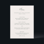 Menu Casamento Elegante Verde Floresta Tradicional<br><div class="desc">Menu de casamento estilo tradicional com um design simples,  mas elegante,  com seus primeiros nomes em uma fonte serifada grande.</div>