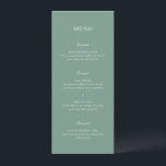 Menu Casamento Elegante Verde Simples Muted<br><div class="desc">Menu de casamento moderno com um simples design com uma combinação de uma fonte sans serif contemporânea,  um roteiro elegante e uma fonte itálica.</div>