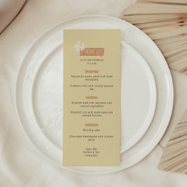 Menu Casamento ELLIE Retro Moderno & Ousado Bege