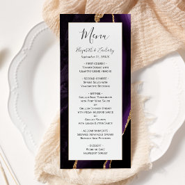 Menu Casamento em Ágata Dourada Roxa Moderna