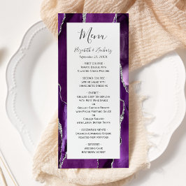 Menu Casamento em Ágata Prata Roxa Moderna