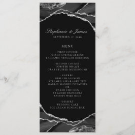 Menu Casamento em Ágata Preta com Folha de Prata Elegan