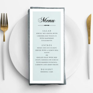 Menu Casamento em letra cursiva caligráfica clássica az