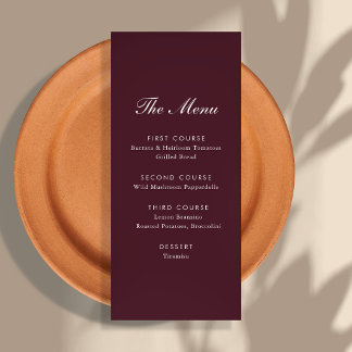 Menu Casamento em Vila Toscana com Letra Burgundy
