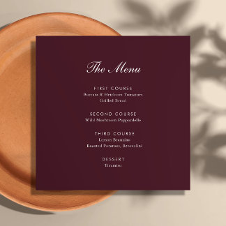 Menu Casamento em Villa Toscana com Letra Burgundy