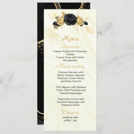 Menu casamento entre ouro e flores pretas