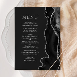 Menu Casamento Escuro Ágata Prata Preta