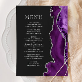 Menu Casamento Escuro Ágata Prata Roxa