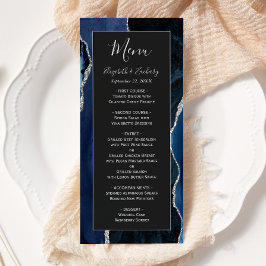 Menu Casamento Escuro do Agato de Prata Azul do Marinho