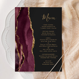 Menu Casamento Escuro Dourado Borgonha