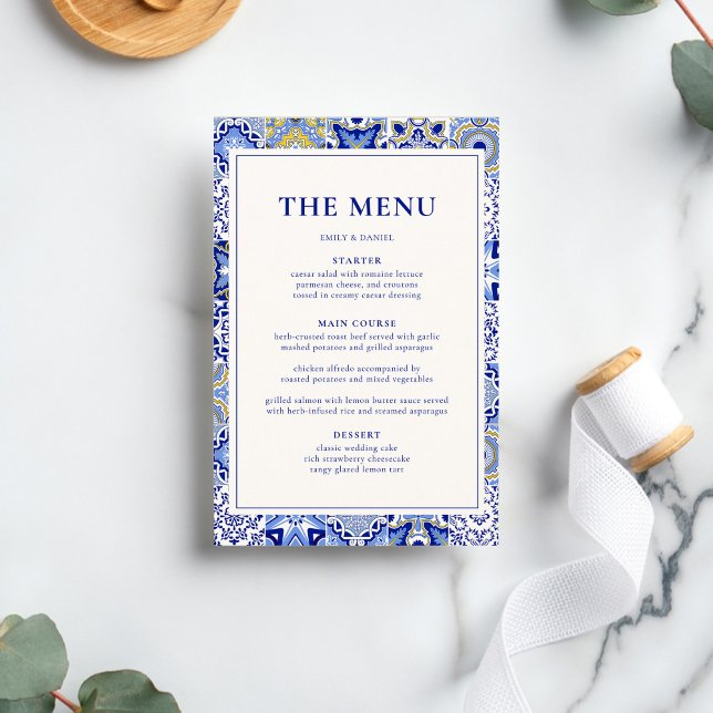 Menu Casamento Espanhol Mexicano Blue Talavera (Criador carregado)