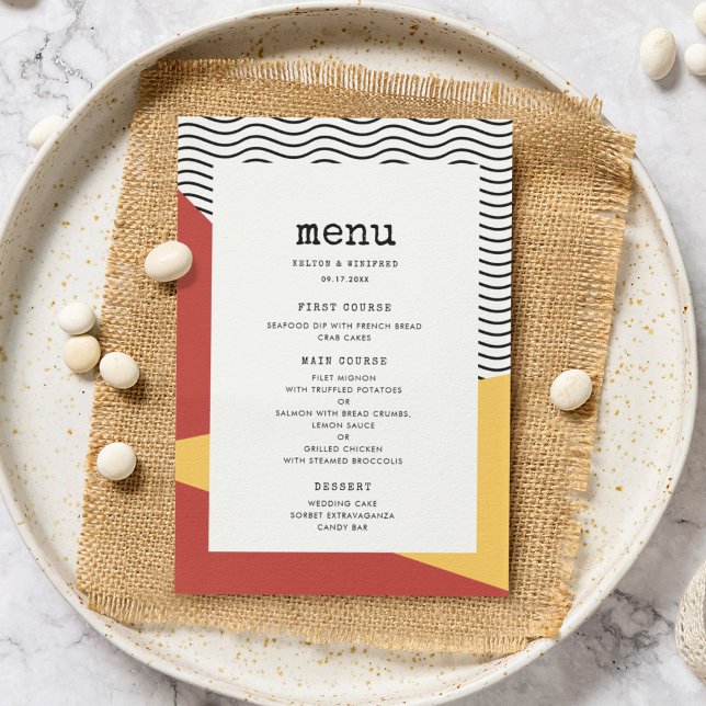Menu Casamento estilo pop art Memphis dos anos 80 (Criador carregado)