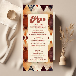 Menu Casamento Etônico Ocidental Aztec Tribal Brown