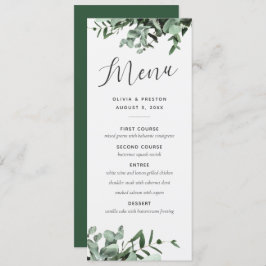 Menu Casamento Eucalyptus e Greenery Watercolor