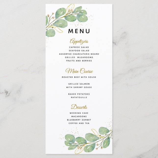 Menu Casamento Eucalyptus Elegante Greenery (Frente)