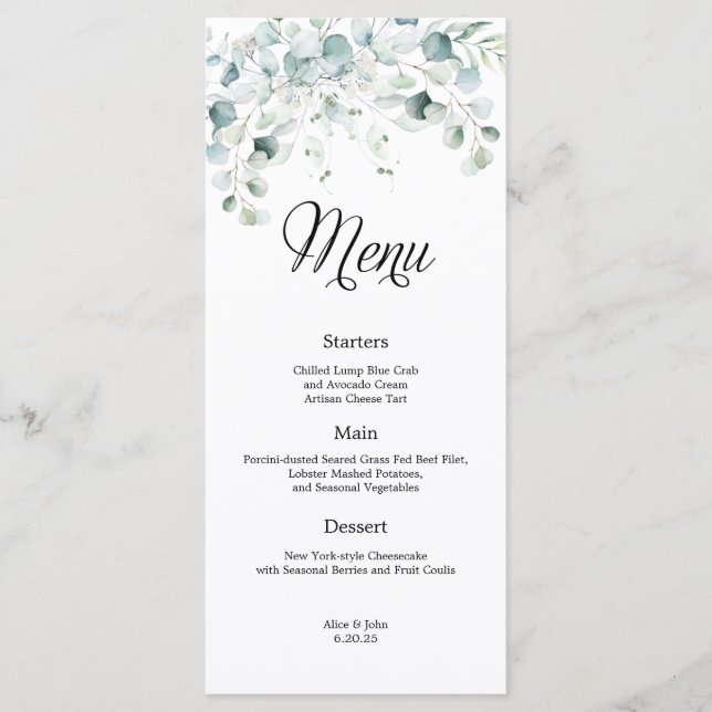 Menu Casamento Eucalyptus Greenery (Frente)