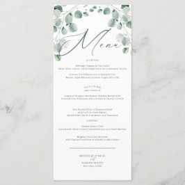 Menu Casamento Eucalyptus Sage Green Watercolor