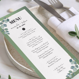 Menu Casamento Eucalyptus Verde com Aquarela