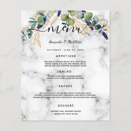 Menu Casamento Eucalyptus verde-mármore ouro