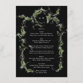 Menu Casamento Eucalyptus Wreath, Monograma Preto Premi