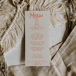 Menu Casamento Excêntrico Desenhado à Mão Coral Retro