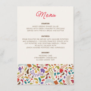 Menu Casamento Exótico de Jardins de Flores Selvagens d