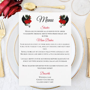 Menu Casamento Fantasia de Rosas vermelhas de Dragão Ne