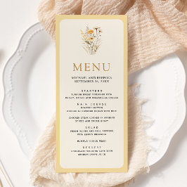 Menu Casamento Floral Amarelo Boho Wildflower