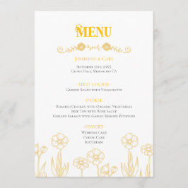 Menu Casamento Floral Amarelo-Branco