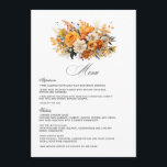 Menu Casamento Floral Amarelo, Laranja e Marfim<br><div class="desc">Cartão de cardápio floral amarelo,  laranja e marfim personalizável para suas especificidades de evento.</div>