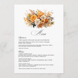 Menu Casamento Floral Amarelo, Laranja e Marfim