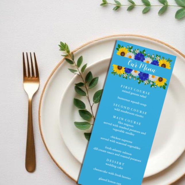 Menu Casamento Floral Azul do Céu Azul (Criador carregado)