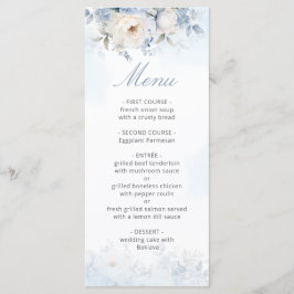 Menu Casamento Floral Azul-Dusty, Elegante