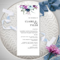 Casamento Floral Azul e Roxo Chic Moderno Elegante